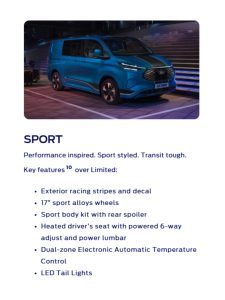 Ford Transit Custom Sport DCIV – SWB – 236ps 2.5L Duratec Petrol PHEV – Automatic – 36 Month Deal